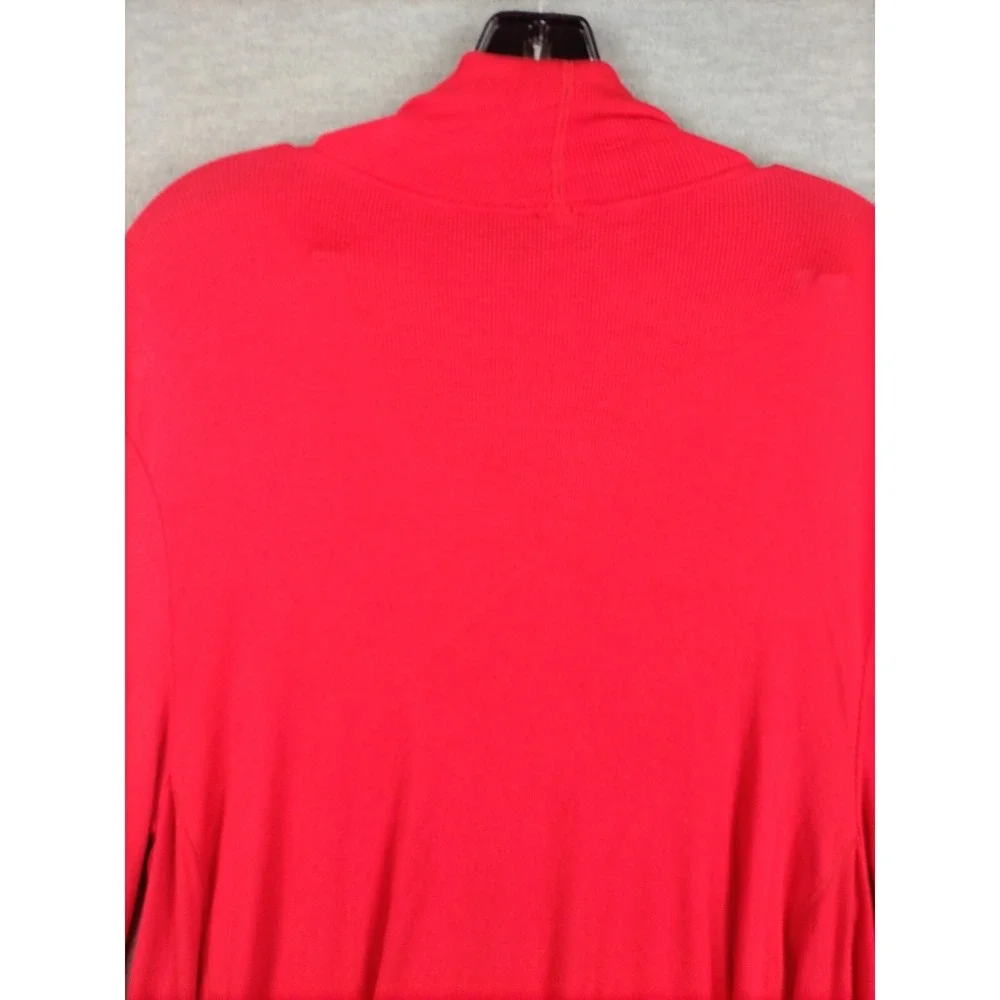 Free People Womens Sweater L Red Oversized Turtleneck‎ V Cut Out Party Holiday